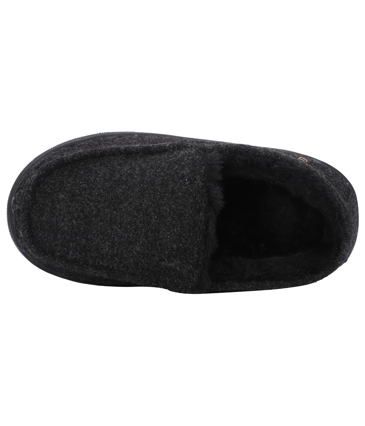 Men's suede Moc slipper with fur lining Black Wool