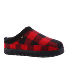 Men's clog slipper with fur lining Red Plaid