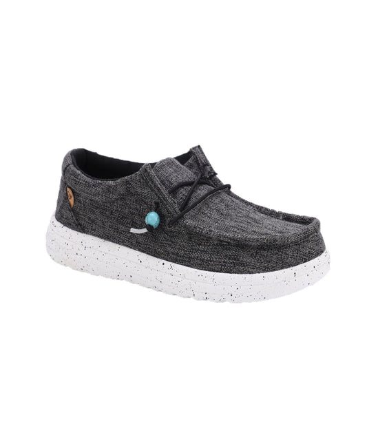 Ladies casual shoe in Linen and Canvas Black