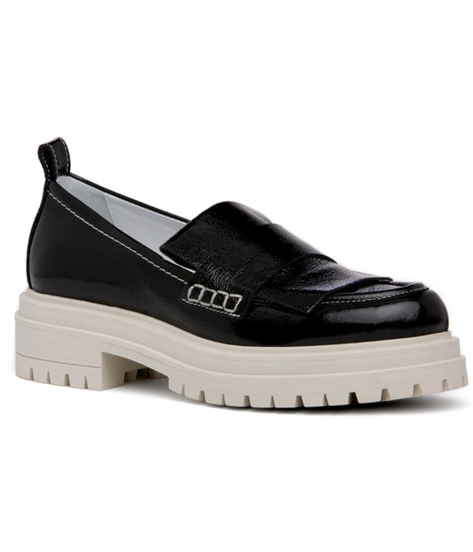 FEDERICA Two-Tones Pull-On Ladies Loafers BLACK