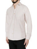 Cream Windowpane Checkered Dress Shirt
