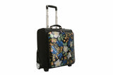 Gardenia Vibrant Colored Embossed Floral Rolling Carry-on Suitcase with Four 360 Degree Wheels