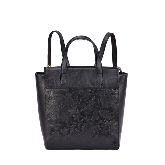 Shia Convertible Shoulder Bag/Backpack with Embossed Floral Print