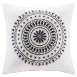 Fleur Embroidered Square Pillow Navy