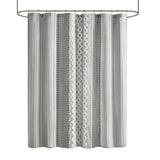 Imani Cotton Printed Shower Curtain with Chenille Gray