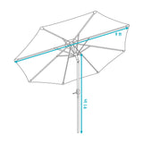 Catalina Stripe Aluminum Patio Umbrella, Tilt & Crank - 9'