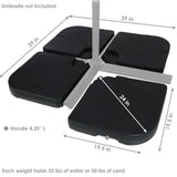 Heavy-Duty Fillable Cantilever Offset Cross Style Patio Umbrella Base Weight Plates - Black - 4pk
