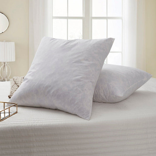 Firm Cotton Euro-Square Feather Pillows 2 Pack