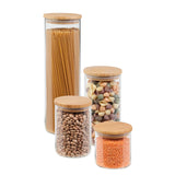 Glass 4-Piece Jar Storage Set with Bamboo Lids