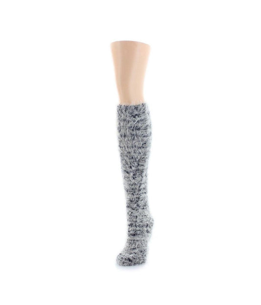 Women's Ebbed Edge Chunky Knit Over The Knee Warm Sock Black