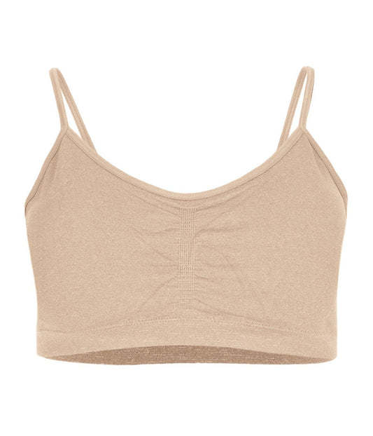 2 Pack Gathered Front Cup Training Bra Beige