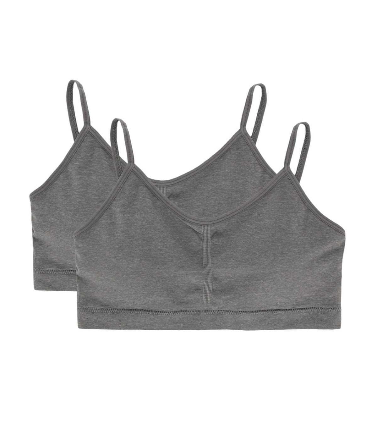 2 Pack Gathered Front Cup Training Bra Light Gray Heather