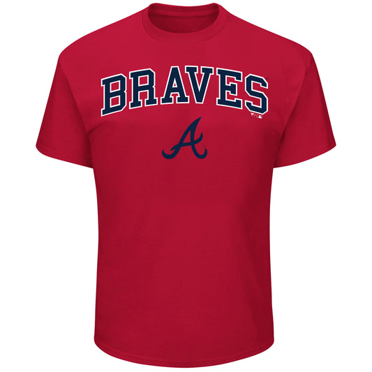 Mens Big And Tall Team Logo Short Sleeve Arch Logo Tee Shirt - Atlanta Braves