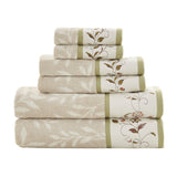 Monroe Embroidered  Jacquard 6 Piece Towel Set