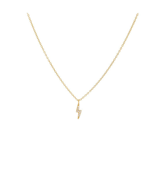 Mini Pave Lightning Necklace Gold