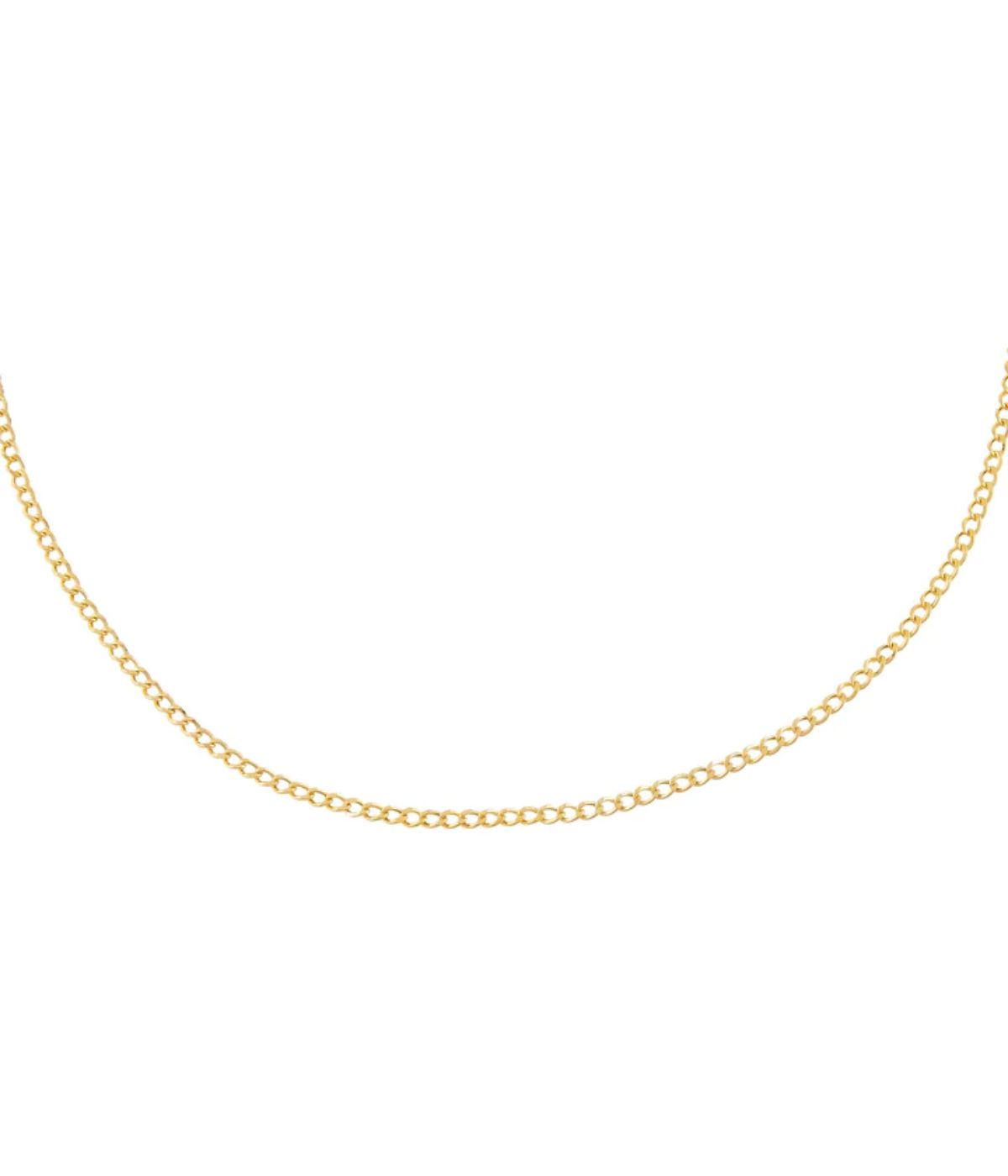 Thin Cuban Chain Necklace 14K Gold