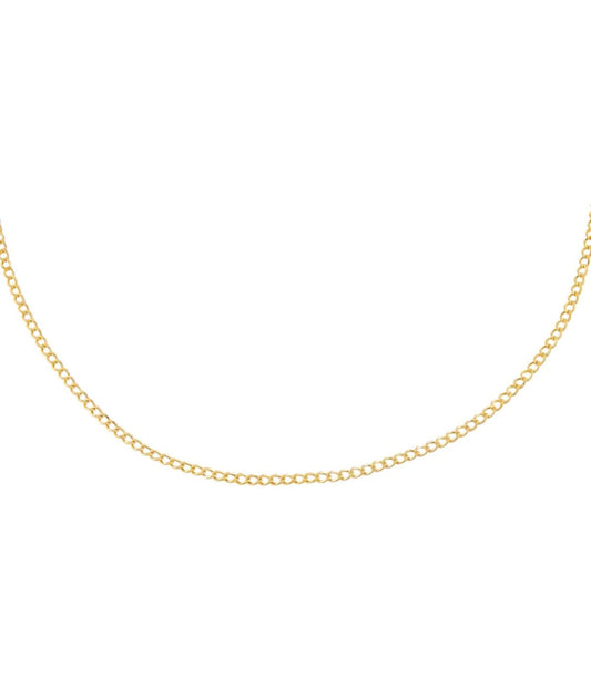 Thin Cuban Chain Necklace 14K Gold