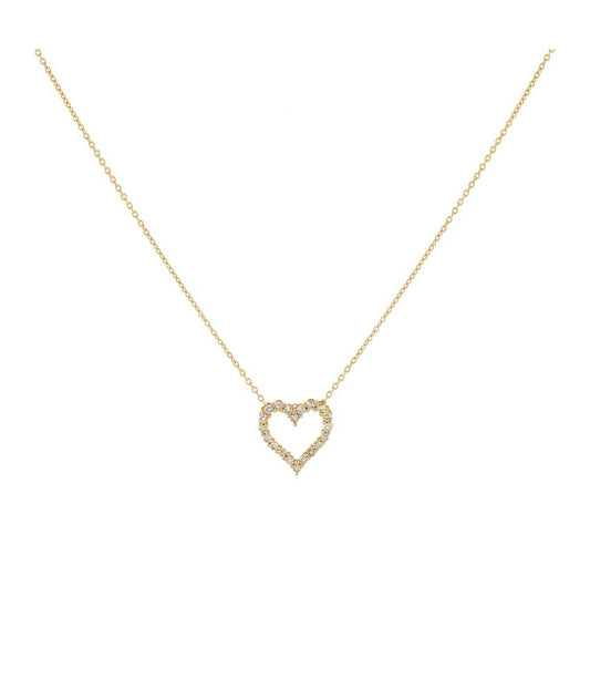 Classic Diamond Heart Necklace 14K Gold