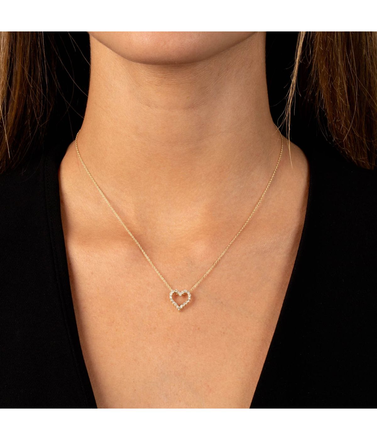 Classic Diamond Heart Necklace 14K White Gold
