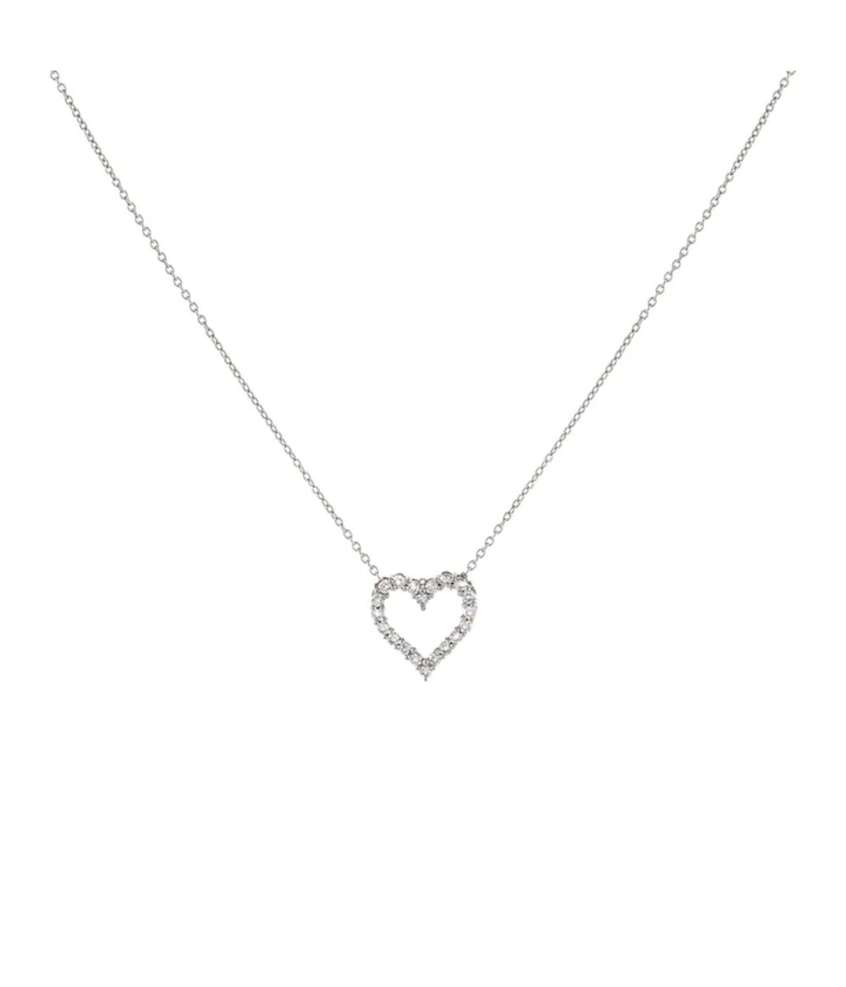 Classic Diamond Heart Necklace 14K White Gold