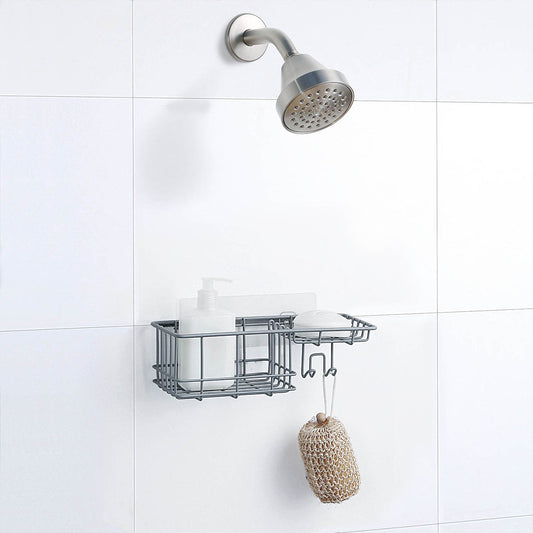 Classic Wall Mounted Shower Caddy Organizer Basket Shelf With Removable Adhesive Hook