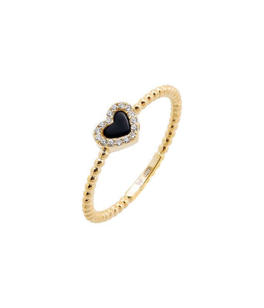 Tiny Pave Colored Gemstone Beaded Ring Onyx