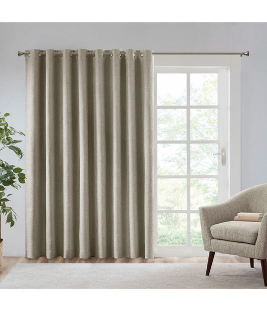 Rune Printed Heathered Total Blackout Window Patio Panel Taupe