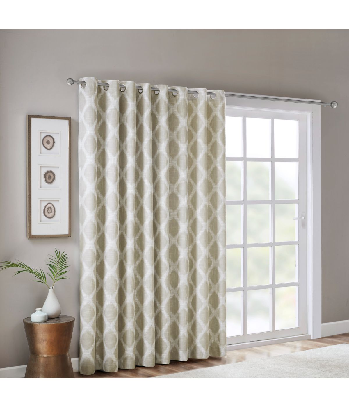 Etro Printed Ikat Blackout Patio Curtain Taupe