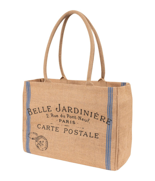 Jute Market Tote Bag with Belle Jardiniere Print Brown