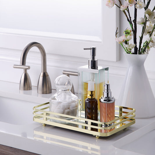 Classic Decorative Vanity Perfume Dresser Jewelry Organizer Makeup Mirror Tray