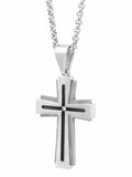.03Ct Stainless Steel With Black Ip Cross Pendant