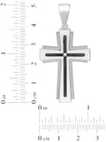 .03Ct Stainless Steel With Black Ip Cross Pendant