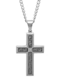 .02 Stainless Steel With White Carbon Fiber Cross Pendant