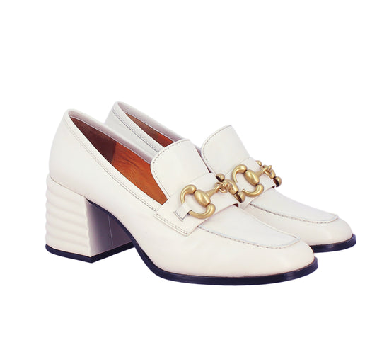 Valentina Leather Loafers - White