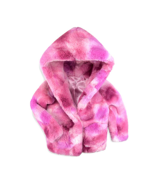 Cleo Faux Fur Coat Pink Fizz