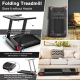 Folding Electric Treadmill Compact Walking Running Machine with APP Control Speaker