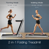 2-in-1 Folding Treadmill 2.25 Horsepower Jogging Machine with  Dual LED Display