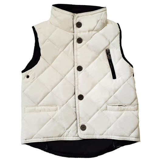 White Barbour Vest with Snaps and Black Lining