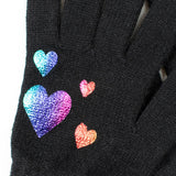 Foil Print Heart Knit Glove
