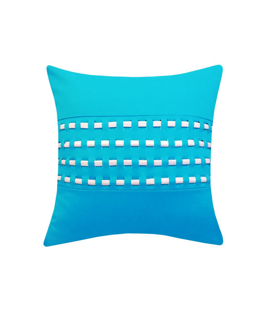 Center Woven Cord Pillow Aqua