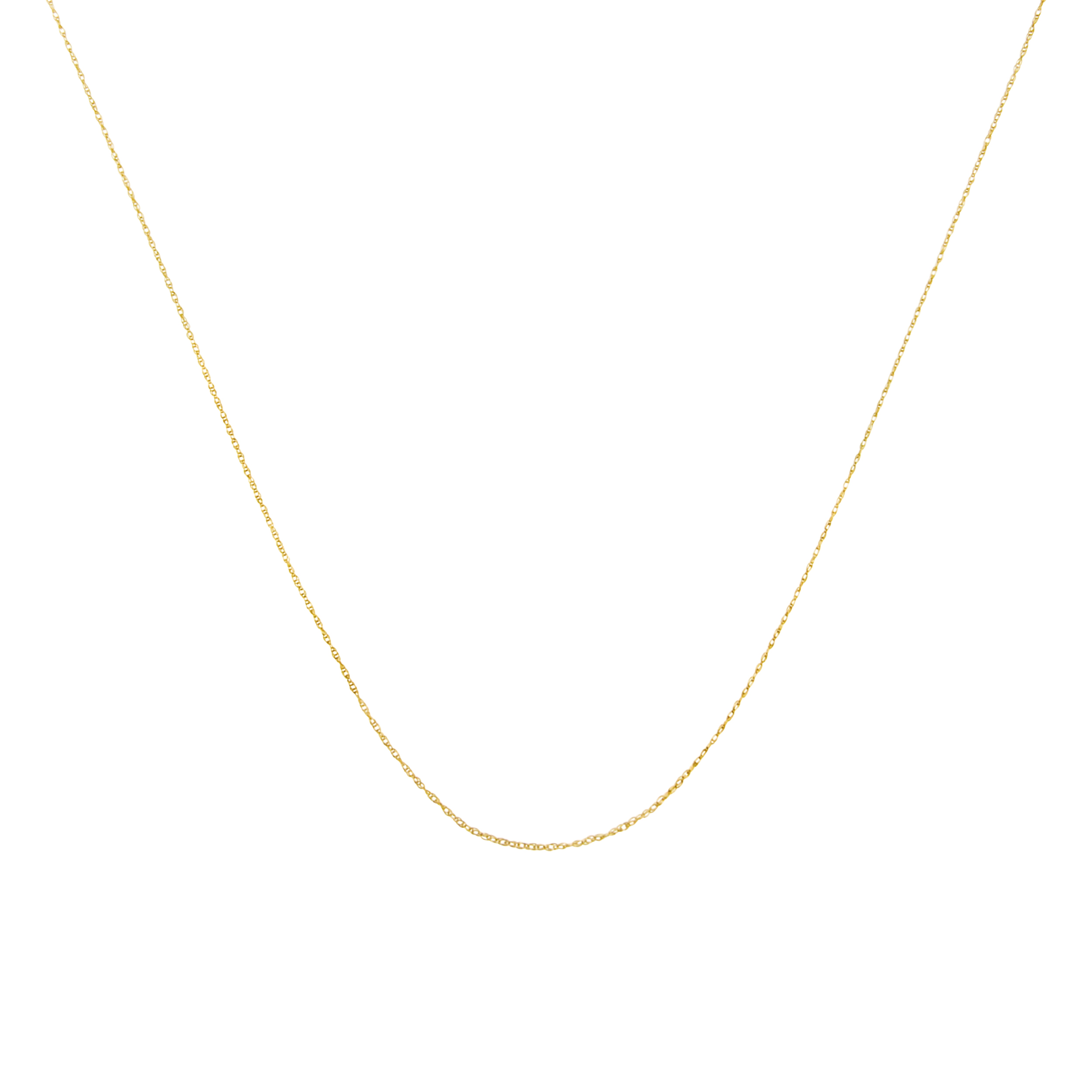 Solid 10K Yellow Gold 0.5mm Rope Chain Necklace. Unisex Chain-Size 20"-1