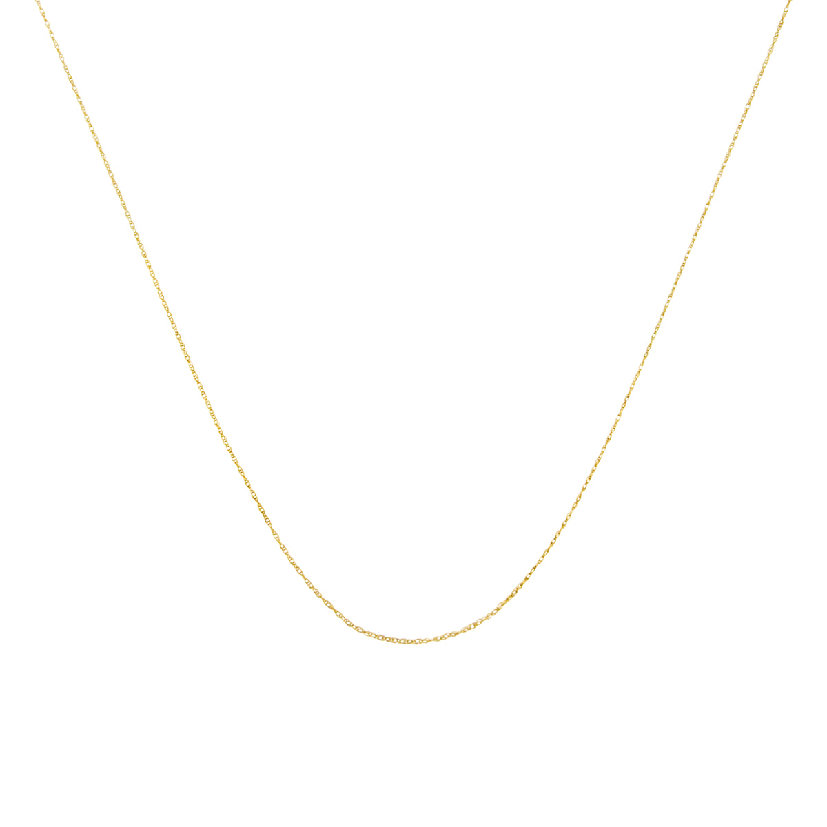 Solid 10K Yellow Gold 0.5mm Rope Chain Necklace. Unisex Chain-Size 20"-1