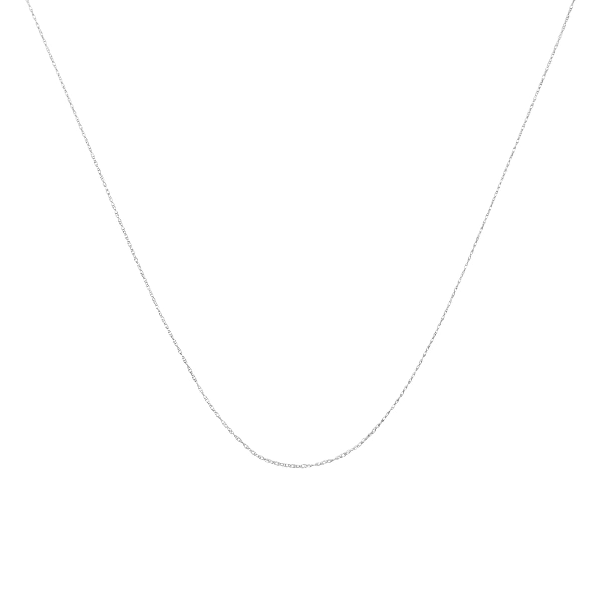 Solid 10K White Gold 0.5mm Rope Chain Necklace. Unisex Chain-Size 16"-1