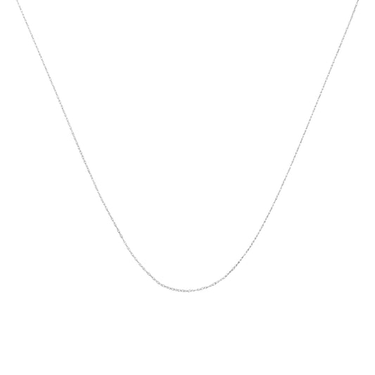 Solid 10K White Gold 0.5mm Rope Chain Necklace. Unisex Chain-Size 16"-1