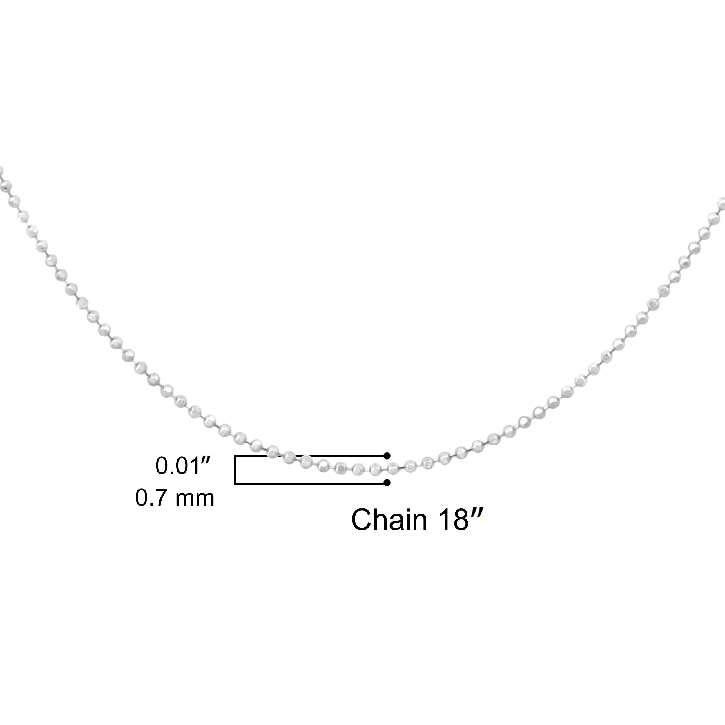 .925 Sterling Silver 0.7mm Slim and Dainty Unisex 18" Inch Ball Bead Chain Necklace-4