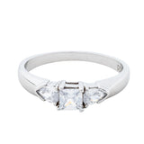 Princess Cut Cubic Zircon 3 Stone Sterling Silver Ring