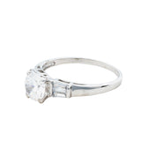 Cubic Zircon Baguette Accent Sterling Silver Ring