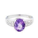 Round Amethyst Sterling Silver Ring