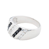 5 Rows Channel-Set Crystal Wide Band Sterling Silver Ring