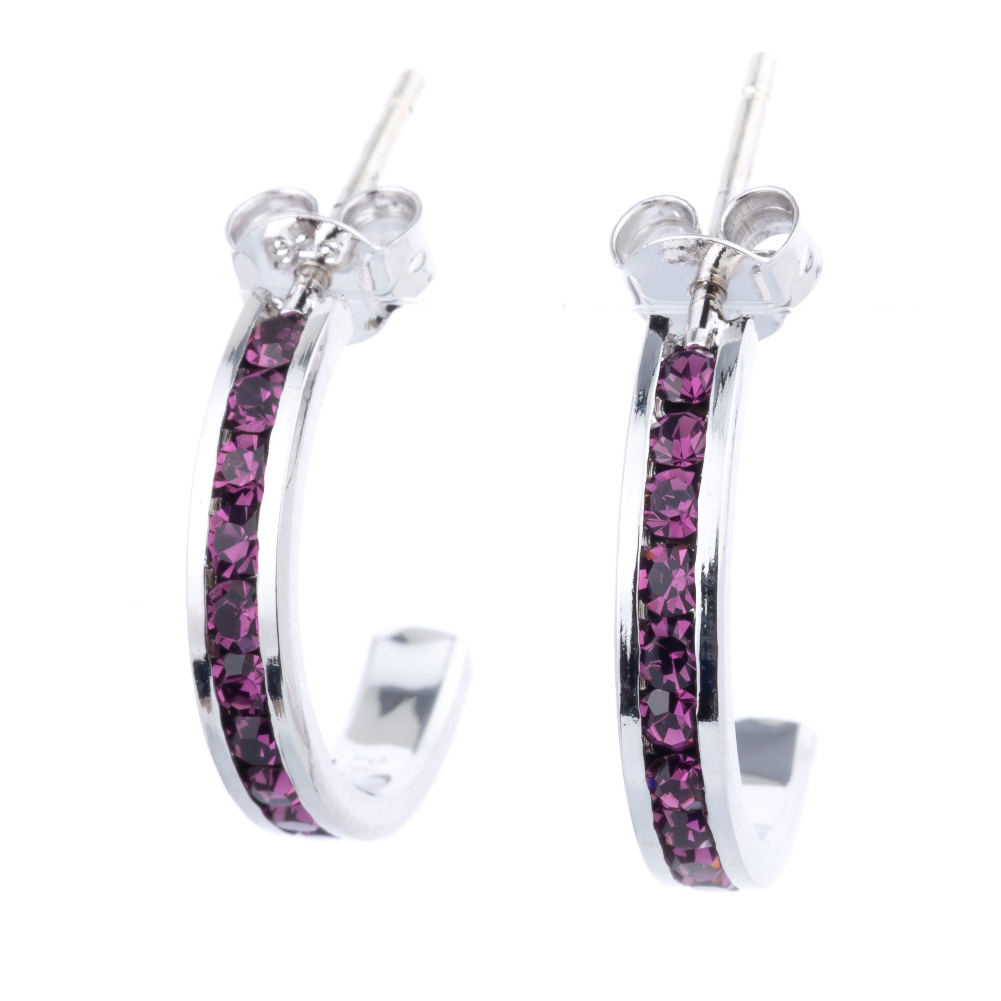 1/2" Sterling Silver Birthstone Hoop Earrings